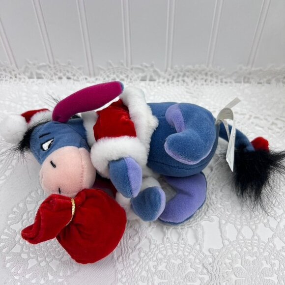 Disney Christmas Santa Eeyore Plush Toy With Red Santa Outfit & Sack Stuffed - Picture 9 of 11